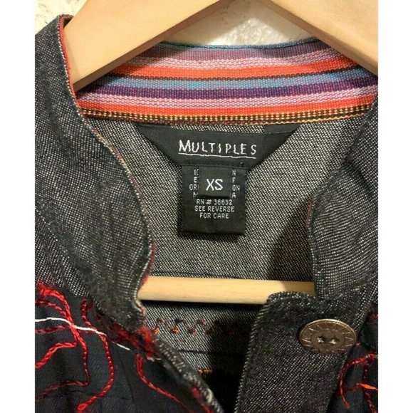 Multiples Vintage 90s Indie Embellished Black Jean Jacket - Picture 5 of 5